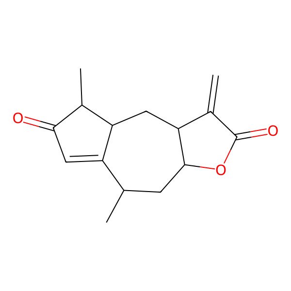 2D Structure of (3aS,5S,8R,8aS,9aR)-5,8-dimethyl-1-methylidene-4,5,8,8a,9,9a-hexahydro-3aH-azuleno[6,5-b]furan-2,7-dione