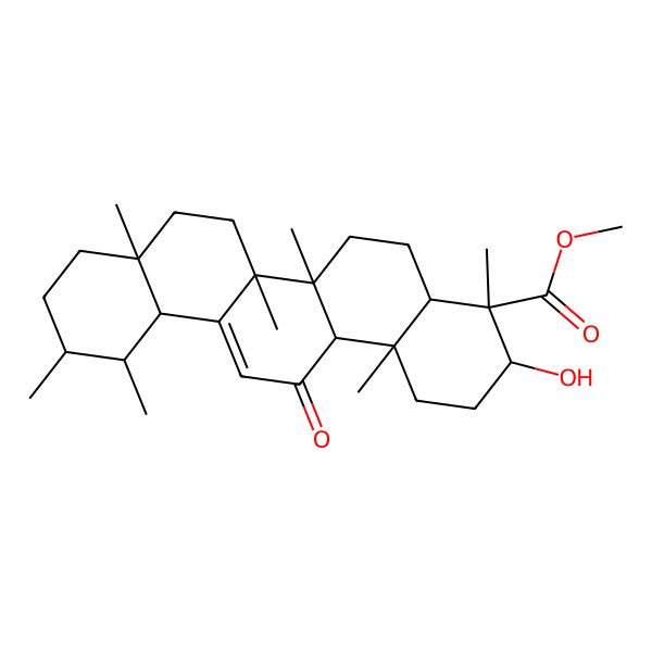 2D Structure of Methyl 3-hydroxy-4,6a,6b,8a,11,12,14b-heptamethyl-14-oxo-1,2,3,4a,5,6,7,8,9,10,11,12,12a,14a-tetradecahydropicene-4-carboxylate