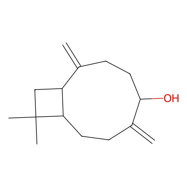 2D Structure of Bicyclo[7.2.0]undecan-5-ol, 10,10-dimethyl-2,6-bis(methylene)-