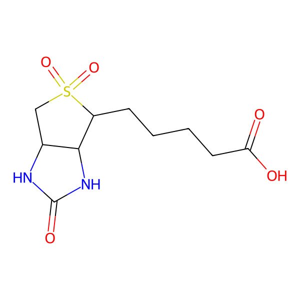 2D Structure of 1H-Thieno(3,4-d)imidazole-4-pentanoic acid, hexahydro-2-oxo-, 5,5-dioxide, (3aS,4S,6aR)-