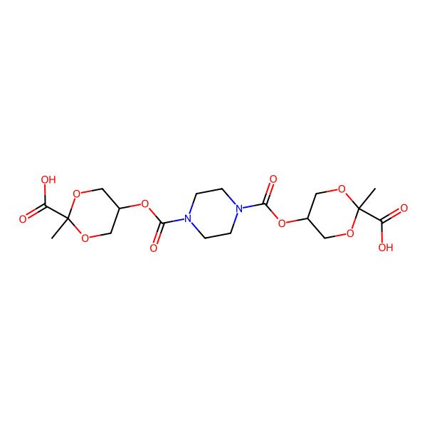 2D Structure of Bis-1,2-{[(Z)-2carboxy-2-methyl-1,3-dioxane]-5-yloxycarbonyl}-piperazine