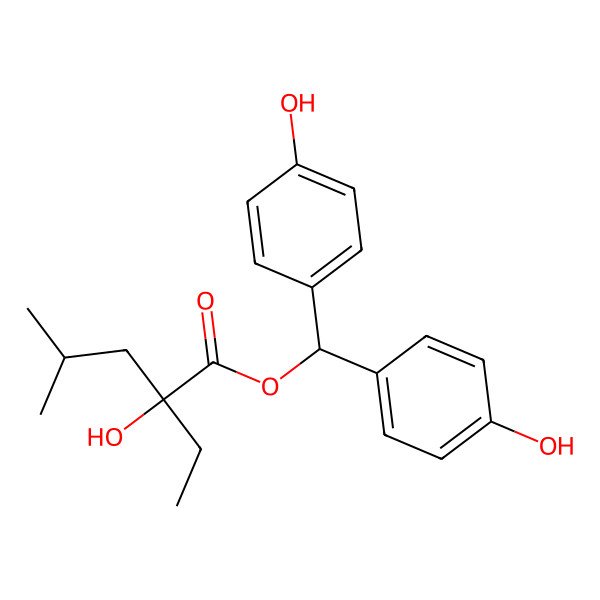 2D Structure of bis(4-hydroxyphenyl)methyl (2R)-2-ethyl-2-hydroxy-4-methylpentanoate