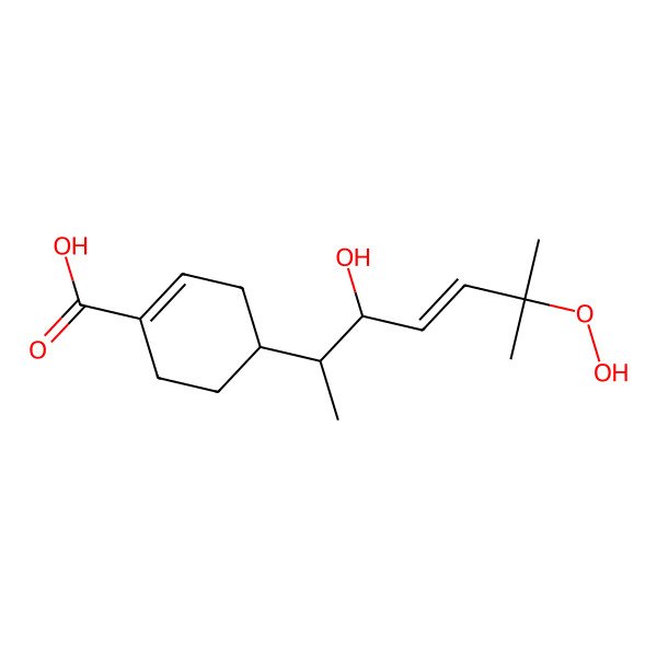 2D Structure of 4-[(E)-6-hydroperoxy-3-hydroxy-6-methylhept-4-en-2-yl]cyclohexene-1-carboxylic acid