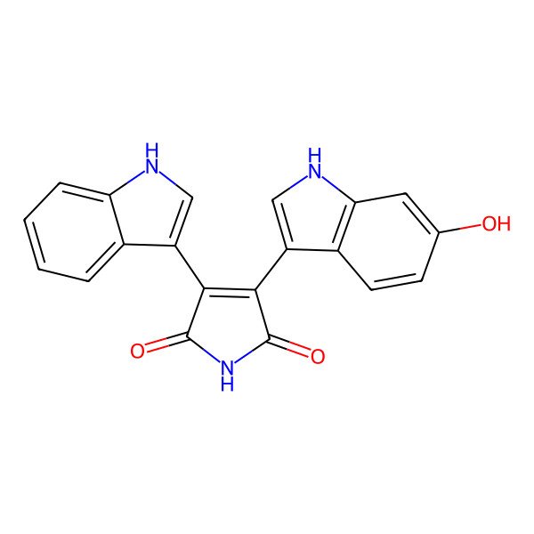 2D Structure of 3-(6-hydroxy-1H-indol-3-yl)-4-(1H-indol-3-yl)-2,5-dihydro-1H-pyrrole-2,5-dione