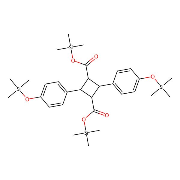 2D Structure of Bis(trimethylsilyl) 2,4-bis(4-trimethylsilyloxyphenyl)cyclobutane-1,3-dicarboxylate