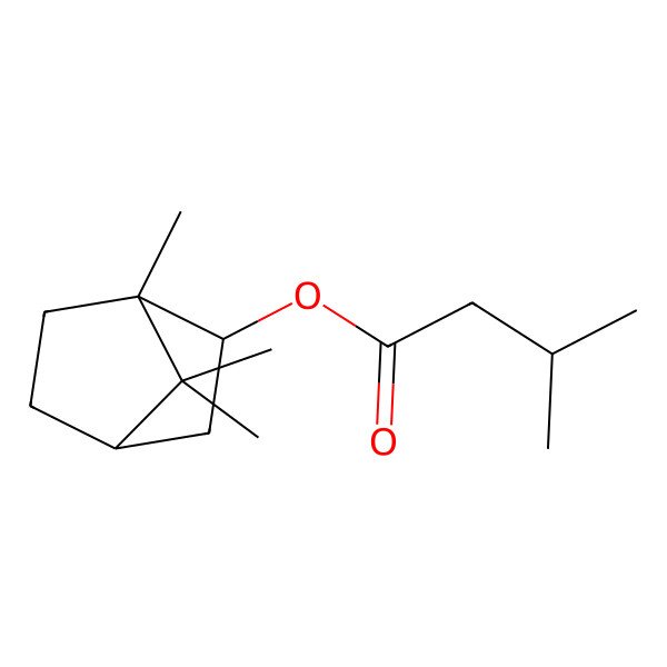 2D Structure of 1,7,7-Trimethylbicyclo(2.2.1)heptan-2-yl 3-methylbutanoate