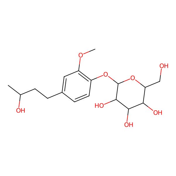 2D Structure of (2S,3R,4S,5S,6R)-2-[4-[(3S)-3-hydroxybutyl]-2-methoxyphenoxy]-6-(hydroxymethyl)oxane-3,4,5-triol