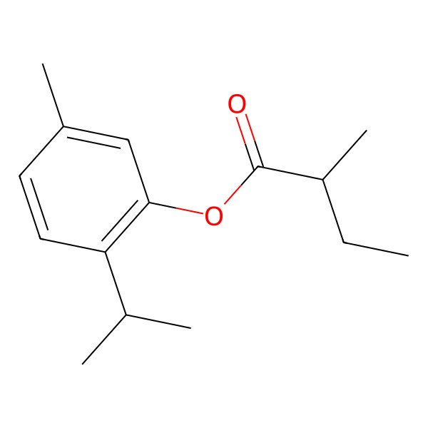 2D Structure of Butanoic acid, 2-methyl-, 5-methyl-2-(1-methylethyl)phenyl ester
