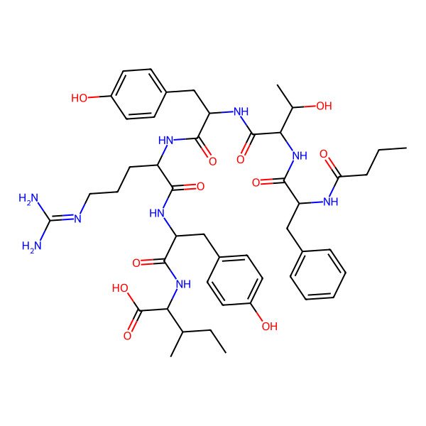 2D Structure of butanoyl-D-Phe-Thr-D-Tyr-Arg-D-Tyr-Ile-OH