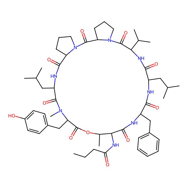 2D Structure of butanoyl-DL-xiThr(1)-DL-Phe-DL-Leu-DL-Val-DL-Pro-DL-Pro-DL-Leu-DL-N(Me)Tyr-(1)