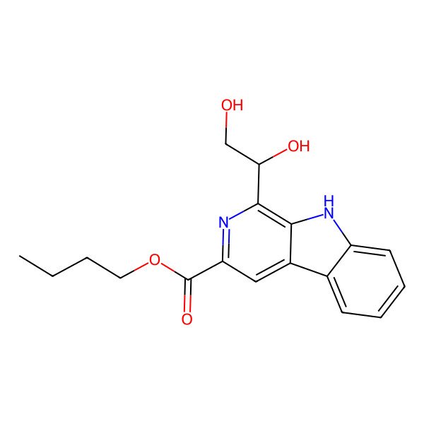 2D Structure of butyl 1-(1,2-dihydroxyethyl)-9H-pyrido[3,4-b]indole-3-carboxylate