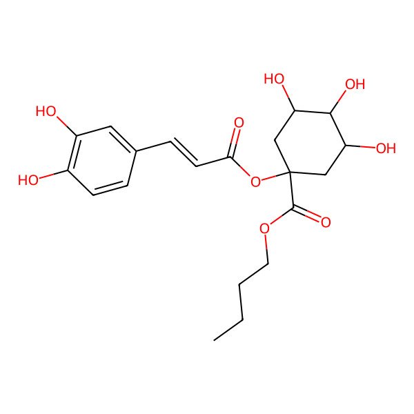 2D Structure of Butyl 1-[3-(3,4-dihydroxyphenyl)prop-2-enoyloxy]-3,4,5-trihydroxycyclohexane-1-carboxylate