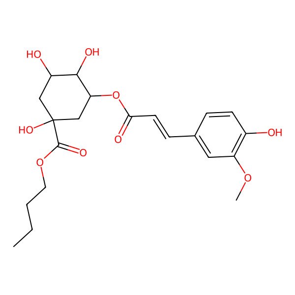 2D Structure of Butyl 1,3,4-trihydroxy-5-[3-(4-hydroxy-3-methoxyphenyl)prop-2-enoyloxy]cyclohexane-1-carboxylate