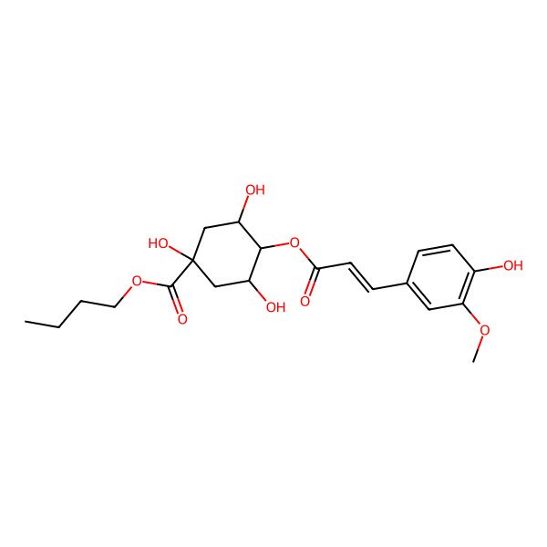 2D Structure of Butyl 1,3,5-trihydroxy-4-[3-(4-hydroxy-3-methoxyphenyl)prop-2-enoyloxy]cyclohexane-1-carboxylate