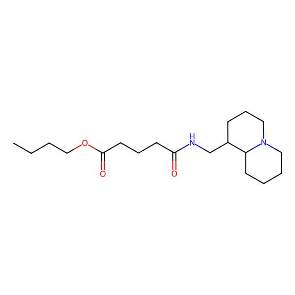 2D Structure of butyl 5-[[(1R,9aR)-2,3,4,6,7,8,9,9a-octahydro-1H-quinolizin-1-yl]methylamino]-5-oxopentanoate