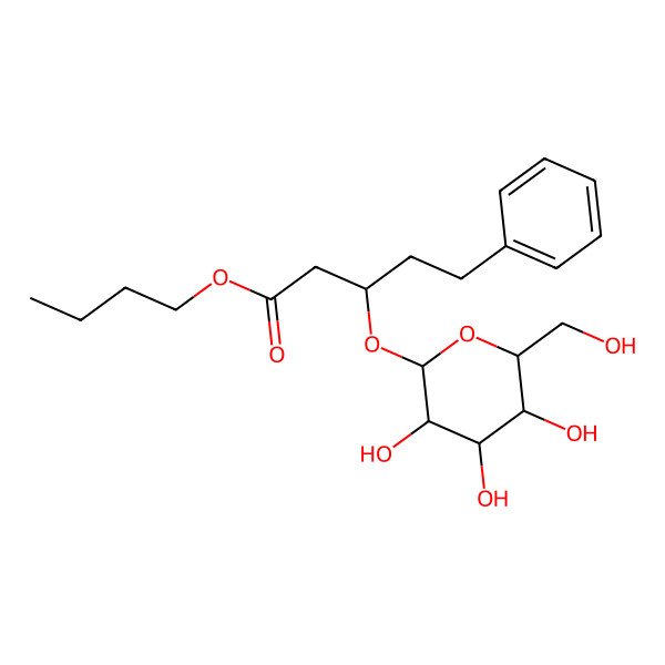 2D Structure of Butyl 5-phenyl-3-[3,4,5-trihydroxy-6-(hydroxymethyl)oxan-2-yl]oxypentanoate