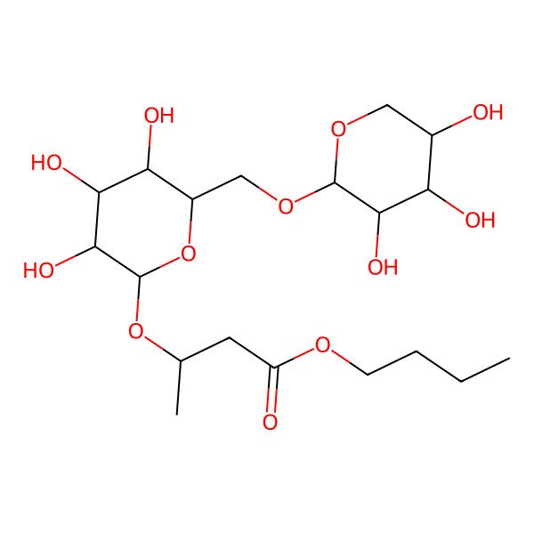 2D Structure of Butyl (S)-3-hydroxybutyrate [arabinosyl-(1->6)-glucoside]