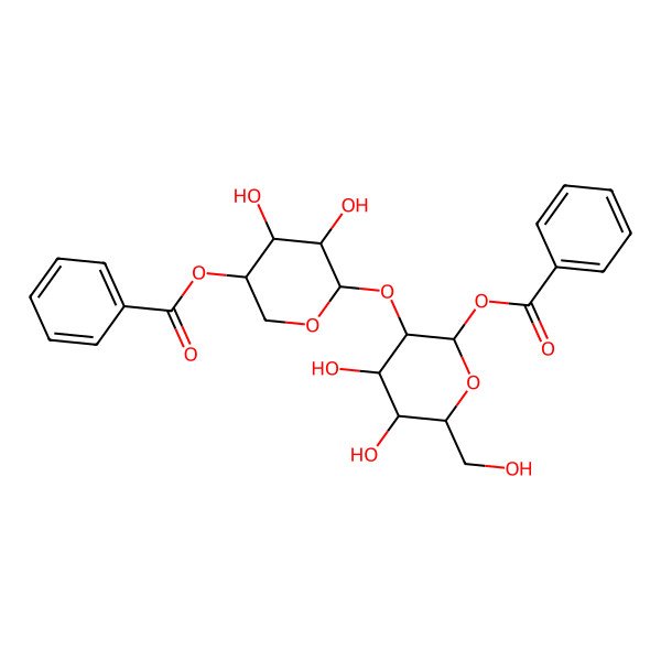 2D Structure of Bz(-4)Xyl(b1-2)Glc(b)-O-Bz