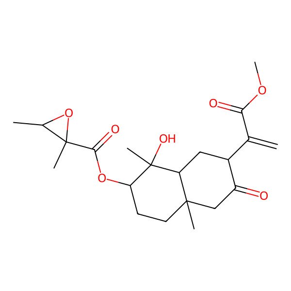 2D Structure of [(1S,2S,4aR,7R,8aR)-1-hydroxy-7-(3-methoxy-3-oxoprop-1-en-2-yl)-1,4a-dimethyl-6-oxo-3,4,5,7,8,8a-hexahydro-2H-naphthalen-2-yl] (2R,3R)-2,3-dimethyloxirane-2-carboxylate