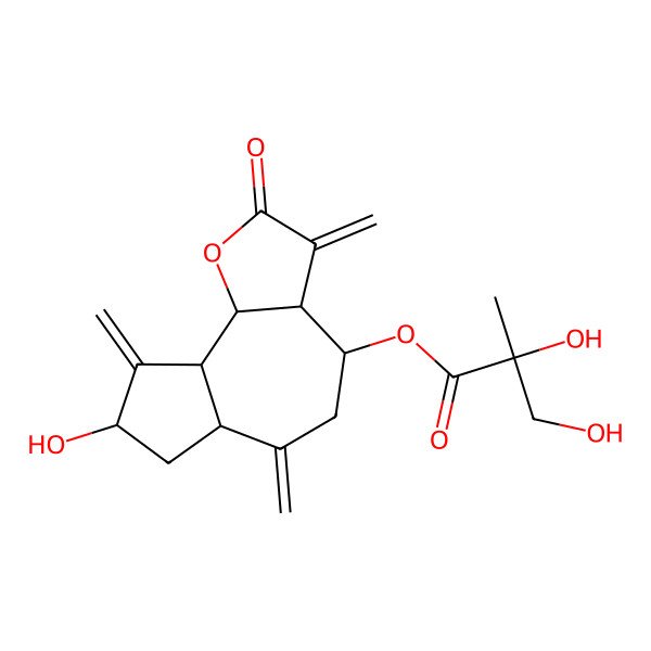 2D Structure of [(3aR,4S,6aR,8S,9aR,9bR)-8-hydroxy-3,6,9-trimethylidene-2-oxo-3a,4,5,6a,7,8,9a,9b-octahydroazuleno[4,5-b]furan-4-yl] (2S)-2,3-dihydroxy-2-methylpropanoate