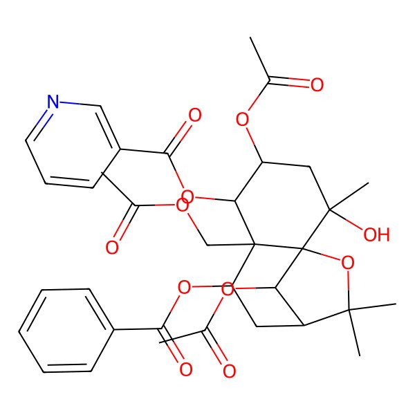 2D Structure of [4,12-Diacetyloxy-6-(acetyloxymethyl)-7-benzoyloxy-2-hydroxy-2,10,10-trimethyl-11-oxatricyclo[7.2.1.01,6]dodecan-5-yl] pyridine-3-carboxylate