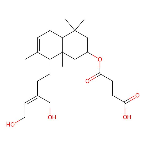 2D Structure of 4-[[8-[5-Hydroxy-3-(hydroxymethyl)pent-3-enyl]-4,4,7,8a-tetramethyl-1,2,3,4a,5,8-hexahydronaphthalen-2-yl]oxy]-4-oxobutanoic acid