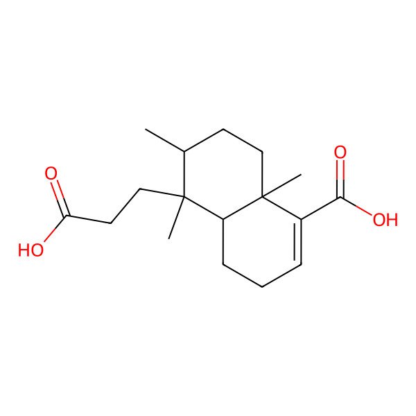 2D Structure of (4aR,5S,6R,8aR)-5-(2-carboxyethyl)-5,6,8a-trimethyl-3,4,4a,6,7,8-hexahydronaphthalene-1-carboxylic acid 2D Structure of (4aR,5S,6R,8aR)-5-(2-carboxyethyl)-5,6,8a-trimethyl-3,4,4a,6,7,8-hexahydronaphthalene-1-carboxylic acid
