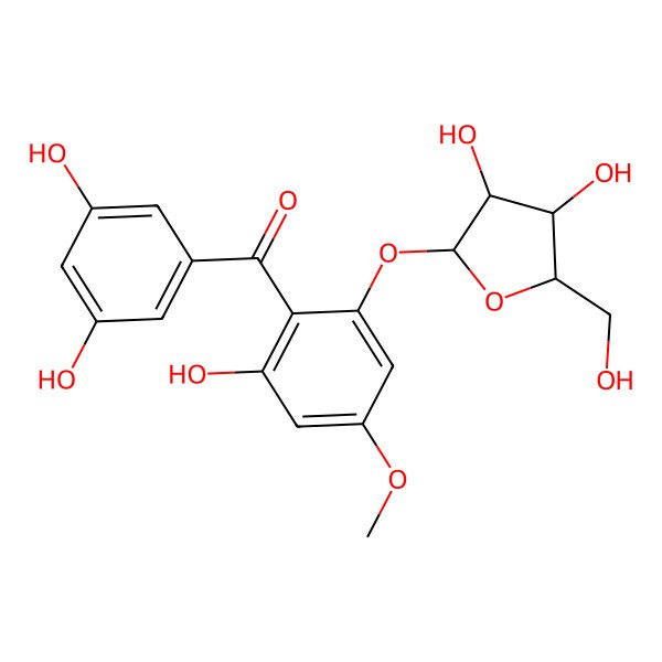 2D Structure of [2-[3,4-Dihydroxy-5-(hydroxymethyl)oxolan-2-yl]oxy-6-hydroxy-4-methoxyphenyl]-(3,5-dihydroxyphenyl)methanone