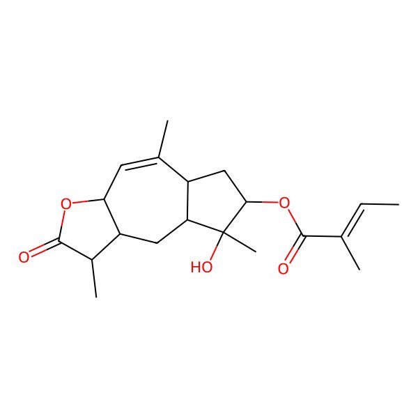 2D Structure of [(1S,3aR,7R,8S,8aR,9aR)-8-hydroxy-1,5,8-trimethyl-2-oxo-1,3a,5a,6,7,8a,9,9a-octahydroazuleno[6,5-b]furan-7-yl] (E)-2-methylbut-2-enoate