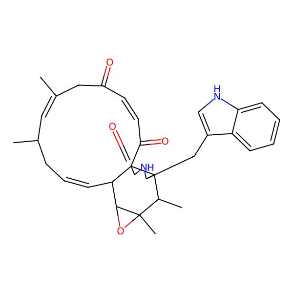 2D Structure of (1R,3E,7E,9S,11E,13R,14S,16R,17S,18R,19S)-19-(1H-indol-3-ylmethyl)-7,9,16,17-tetramethyl-15-oxa-20-azatetracyclo[11.8.0.01,18.014,16]henicosa-3,7,11-triene-2,5,21-trione