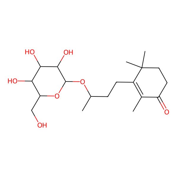 2D Structure of 2,4,4-trimethyl-3-[(3R)-3-[(2R,3R,4S,5S,6R)-3,4,5-trihydroxy-6-(hydroxymethyl)oxan-2-yl]oxybutyl]cyclohex-2-en-1-one