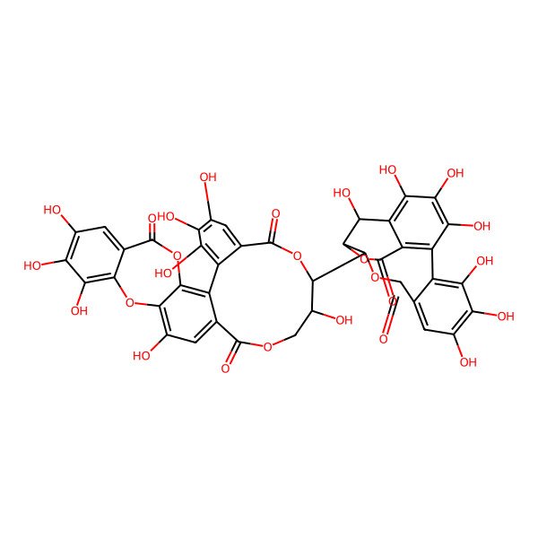 2D Structure of 20-(2,3,4,7,8,9,19-Heptahydroxy-12,17-dioxo-13,16-dioxatetracyclo[13.3.1.05,18.06,11]nonadeca-1,3,5(18),6,8,10-hexaen-14-yl)-7,8,9,13,19,25,26,27-octahydroxy-3,11,17,21-tetraoxapentacyclo[13.13.0.02,12.05,10.023,28]octacosa-1,5,7,9,12,14,23,25,27-nonaene-4,16,22-trione