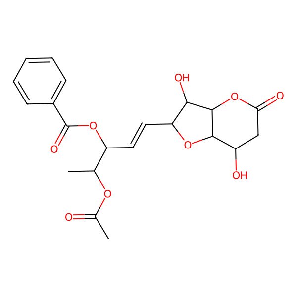 2D Structure of [4-Acetyloxy-1-(3,7-dihydroxy-5-oxo-2,3,3a,6,7,7a-hexahydrofuro[3,2-b]pyran-2-yl)pent-1-en-3-yl] benzoate