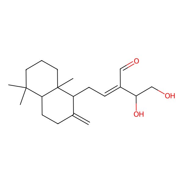 2D Structure of 4-(5,5,8a-trimethyl-2-methylidene-3,4,4a,6,7,8-hexahydro-1H-naphthalen-1-yl)-2-(1,2-dihydroxyethyl)but-2-enal