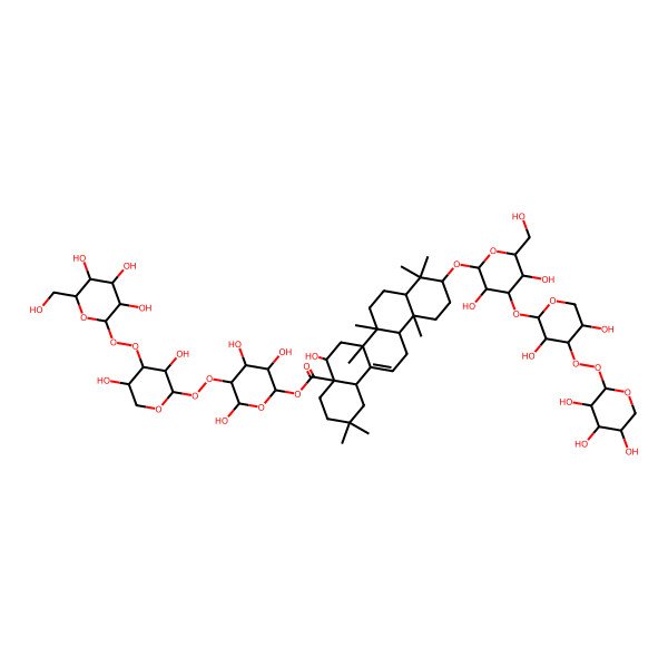 2D Structure of [(2S,3S,4R,5S,6S)-5-[(2S,3S,4R,5R)-3,5-dihydroxy-4-[(2R,3S,4R,5R,6S)-3,4,5-trihydroxy-6-(hydroxymethyl)oxan-2-yl]peroxyoxan-2-yl]peroxy-3,4,6-trihydroxyoxan-2-yl] (4aR,5R,6aR,6aS,6bR,8aR,10S,12aR,14bR)-10-[(2S,3S,4R,5S,6S)-4-[(2S,3S,4R,5R)-3,5-dihydroxy-4-[(2R,3S,4R,5S)-3,4,5-trihydroxyoxan-2-yl]peroxyoxan-2-yl]oxy-3,5-dihydroxy-6-(hydroxymethyl)oxan-2-yl]oxy-5-hydroxy-2,2,6a,6b,9,9,12a-heptamethyl-1,3,4,5,6,6a,7,8,8a,10,11,12,13,14b-tetradecahydropicene-4a-carboxylate