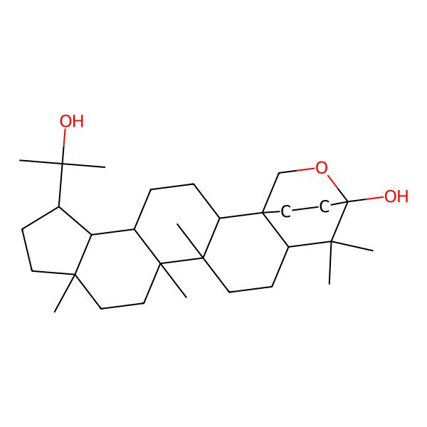 2D Structure of (1S,2S,5R,6R,7R,10R,13R,14R,17R,19S)-7-(2-hydroxypropan-2-yl)-10,13,14,18,18-pentamethyl-20-oxahexacyclo[17.2.2.01,17.02,14.05,13.06,10]tricosan-19-ol