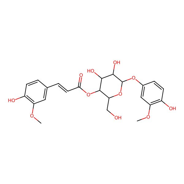 2D Structure of [4,5-Dihydroxy-6-(4-hydroxy-3-methoxyphenoxy)-2-(hydroxymethyl)oxan-3-yl] 3-(4-hydroxy-3-methoxyphenyl)prop-2-enoate