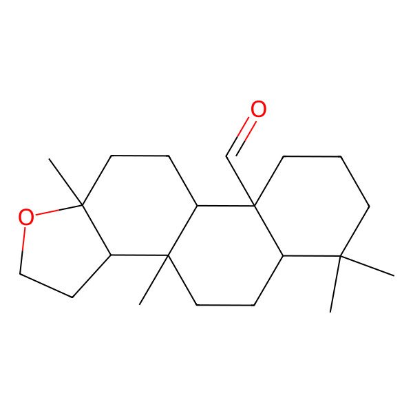 2D Structure of 3b,6,6,11a-Tetramethyl-2,3,3a,4,5,5a,7,8,9,9b,10,11-dodecahydronaphtho[2,1-e][1]benzofuran-9a-carbaldehyde
