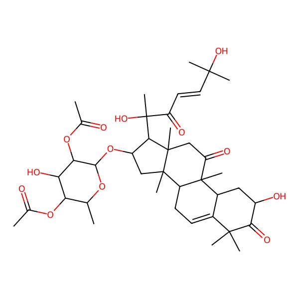 2D Structure of [5-acetyloxy-6-[[17-(2,6-dihydroxy-6-methyl-3-oxohept-4-en-2-yl)-2-hydroxy-4,4,9,13,14-pentamethyl-3,11-dioxo-2,7,8,10,12,15,16,17-octahydro-1H-cyclopenta[a]phenanthren-16-yl]oxy]-4-hydroxy-2-methyloxan-3-yl] acetate