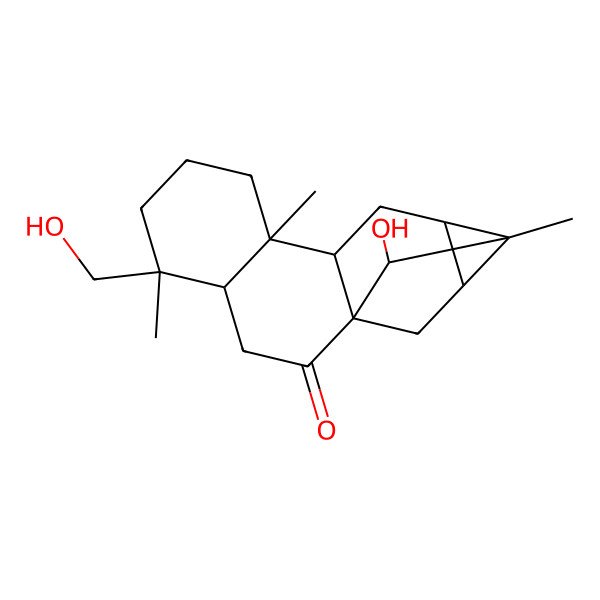 2D Structure of 6a,8-Methano-6aH-cyclopropa[b]phenanthren-6(2H)-one, dodecahydro-7-hydroxy-4-(hydroxymethyl)-4,7a,9b-trimethyl-, (4R,4aS,6aS,7S,7aR,8S,8aR,9aS,9bR)-