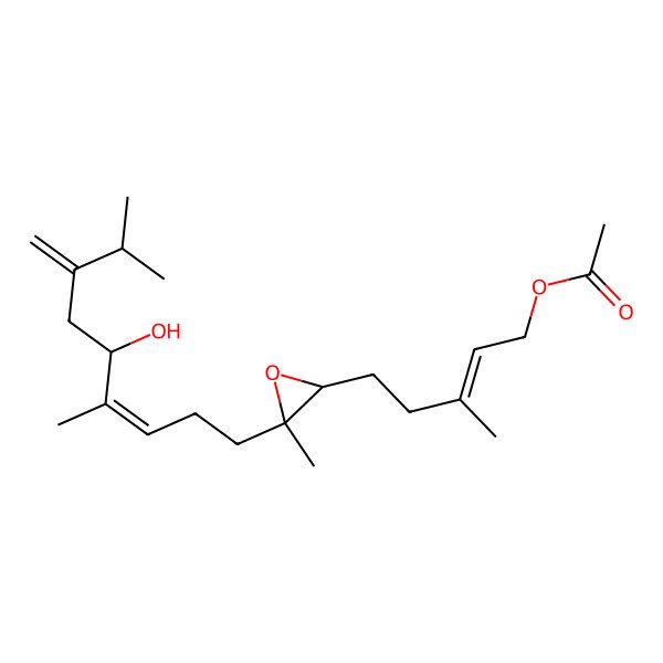 2D Structure of [5-[3-(5-Hydroxy-4,8-dimethyl-7-methylidenenon-3-enyl)-3-methyloxiran-2-yl]-3-methylpent-2-enyl] acetate