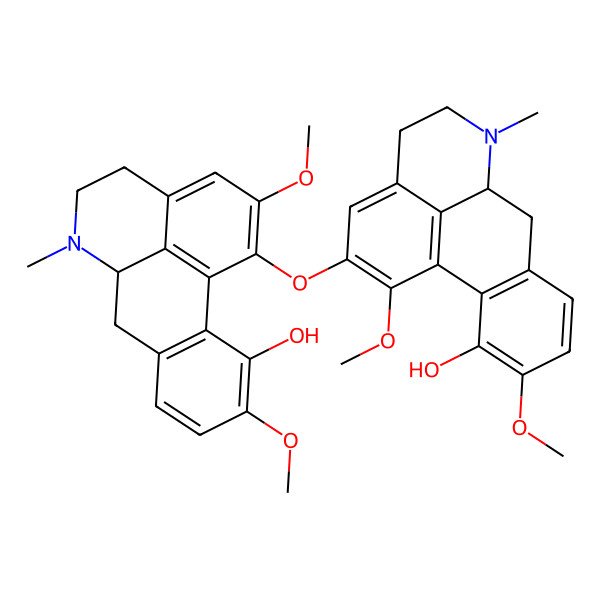 2D Structure of 1-[(11-hydroxy-1,10-dimethoxy-6-methyl-5,6,6a,7-tetrahydro-4H-dibenzo[de,g]quinolin-2-yl)oxy]-2,10-dimethoxy-6-methyl-5,6,6a,7-tetrahydro-4H-dibenzo[de,g]quinolin-11-ol