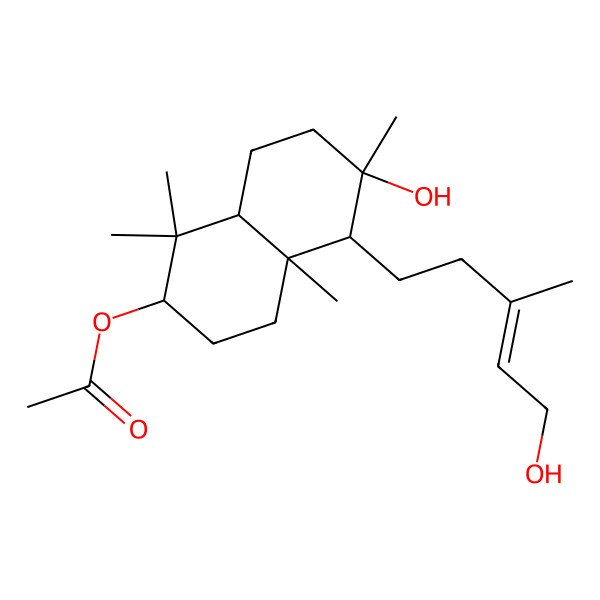 2D Structure of [(2S,4aS,5S,6S,8aS)-6-hydroxy-5-[(E)-5-hydroxy-3-methylpent-3-enyl]-1,1,4a,6-tetramethyl-3,4,5,7,8,8a-hexahydro-2H-naphthalen-2-yl] acetate