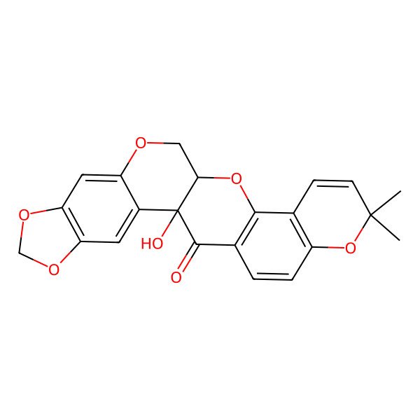 2D Structure of (1R,14R)-14-hydroxy-7,7-dimethyl-2,8,18,20,24-pentaoxahexacyclo[12.11.0.03,12.04,9.015,23.017,21]pentacosa-3(12),4(9),5,10,15,17(21),22-heptaen-13-one
