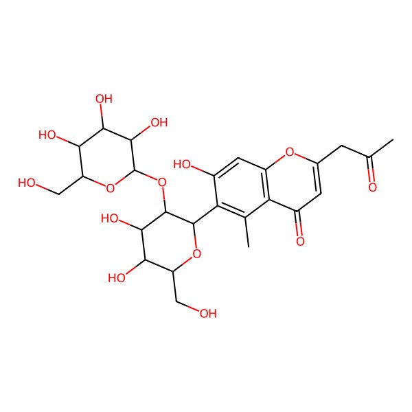 2D Structure of 6-[4,5-Dihydroxy-6-(hydroxymethyl)-3-[3,4,5-trihydroxy-6-(hydroxymethyl)oxan-2-yl]oxyoxan-2-yl]-7-hydroxy-5-methyl-2-(2-oxopropyl)chromen-4-one