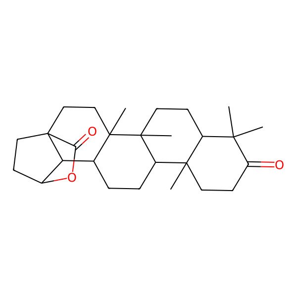 2D Structure of (1R,4R,5R,8R,13R,14R,17R,18R,19S)-4,5,9,9,13-pentamethyl-20-oxahexacyclo[17.2.2.01,18.04,17.05,14.08,13]tricosane-10,21-dione