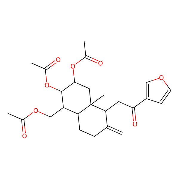 2D Structure of [(1R,2S,3R,4aR,5R,8aR)-2,3-diacetyloxy-5-[2-(furan-3-yl)-2-oxoethyl]-4a-methyl-6-methylidene-1,2,3,4,5,7,8,8a-octahydronaphthalen-1-yl]methyl acetate