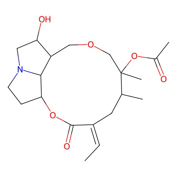 2D Structure of (4-Ethylidene-12-hydroxy-6,7-dimethyl-3-oxo-2,9-dioxa-14-azatricyclo[9.5.1.014,17]heptadecan-7-yl) acetate