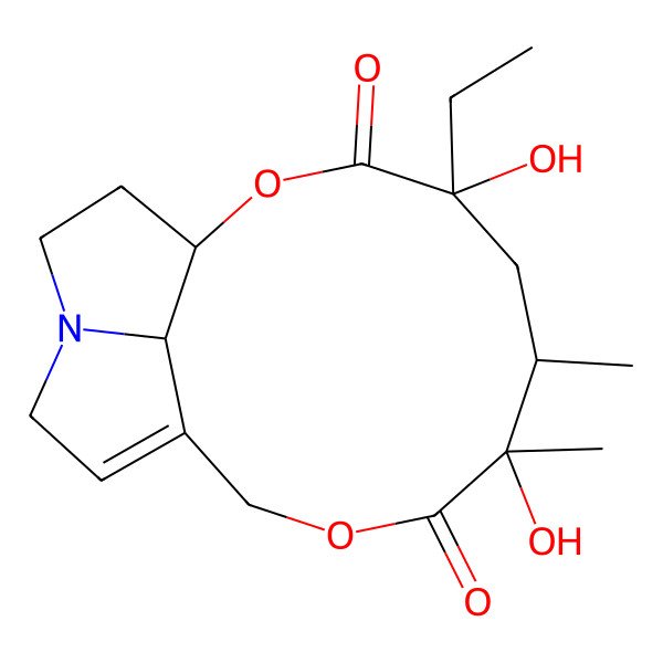 2D Structure of (1R,4S,6R,7R,17R)-4-ethyl-4,7-dihydroxy-6,7-dimethyl-2,9-dioxa-14-azatricyclo[9.5.1.014,17]heptadec-11-ene-3,8-dione