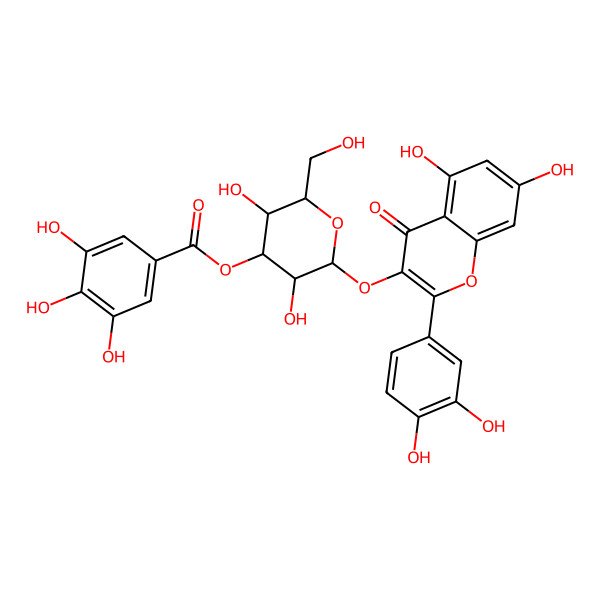 2D Structure of [(2S,3R,4S,5R,6R)-2-[2-(3,4-dihydroxyphenyl)-5,7-dihydroxy-4-oxochromen-3-yl]oxy-3,5-dihydroxy-6-(hydroxymethyl)oxan-4-yl] 3,4,5-trihydroxybenzoate